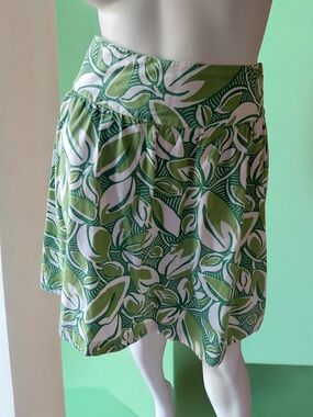 Merona Green and White Leaf-Print Skirt